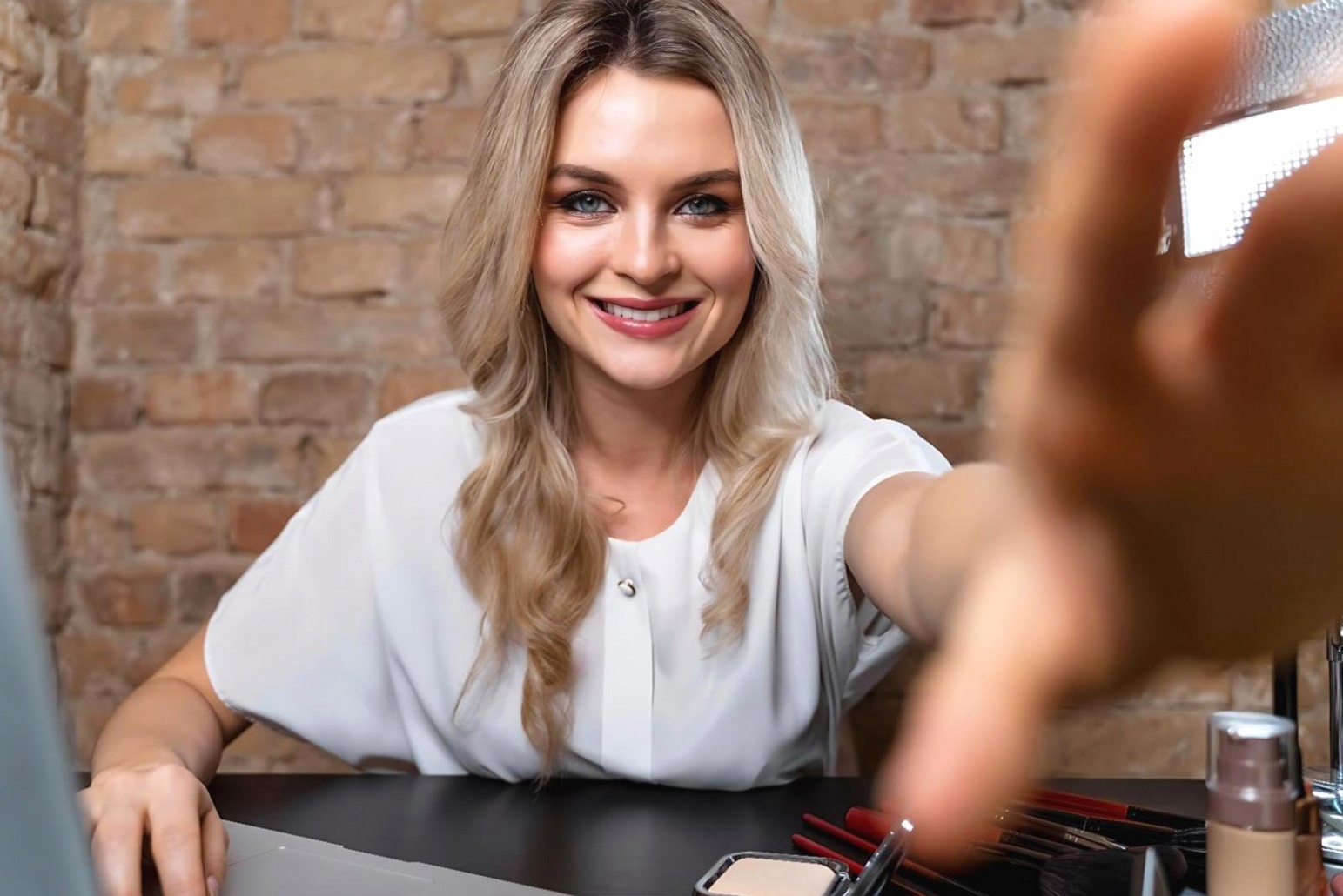 Professional interview setup with technical equipment